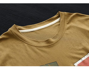 Áo T-shirt linen dệt kim ngắn tay cổ tròn in mặt chú gấu - NU8537