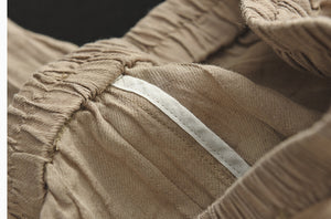 Quần baggy linen lưng thun dây rút ống túm xếp ly - NU7477