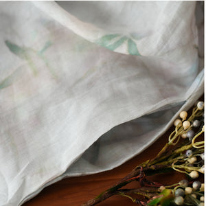 Đầm liền linen ngắn tay cổ V một khuy in hoa lá - NU7507