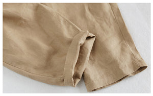 Quần baggy linen lưng thun ống đứng cạp phối màu - NU7426