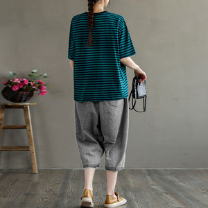 Quần baggy denim retro lưng thun sờn thêu hoa văn - NU6619