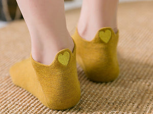 Tất trơn cổ ngắn thêu trái tim set 4 màu - NU3397 - kamaka.vn - thời trang nhật