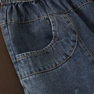 Quần baggy denim lưng thun xếp ly gấu túm - NU6685