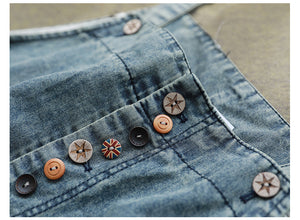 Quần baggy yếm denim retro kiểu nhiều nút - NU6630