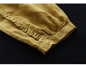 Quần baggy linen lưng thun viền xếp ly - NU7104