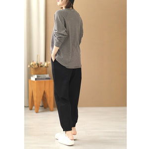 Áo T-shirt dài tay cổ tròn kẻ sọc nhỏ - NU7696