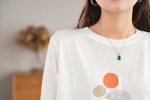 Áo T-shirt ngắn tay cổ tròn vạt chéo in những vòng tròn - NU7243