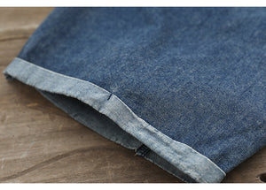 Quần baggy lửng denim lưng thun một túi vuông kiểu - NU8602