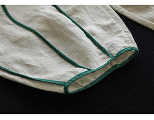 Quần baggy linen lưng thun may đường sọc - NU7293