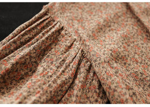 Áo sơ mi linen dài tay cổ tròn in hoa lá liti - NU8147