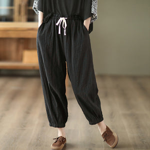 Quần baggy linen lưng thun dây rút hai túi chéo - NU7026