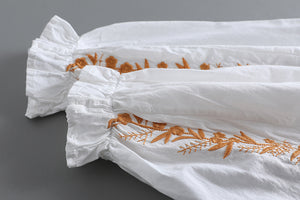 Áo sơ mi linen Morigirl dài tay thêu đối xứng khuy sắc màu - NU8321