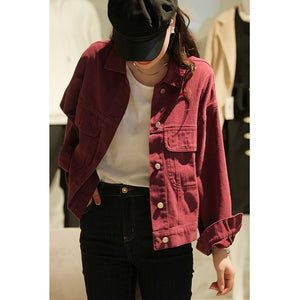 Áo khoác jacket denim dài tay cổ đức hai túi vuông - NU7746
