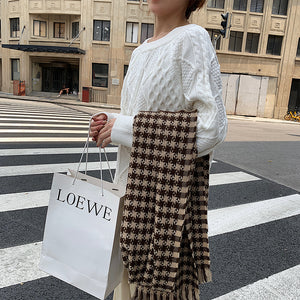 Khăn quàng len cashmere kẻ sọc ngôi sao - NU7799