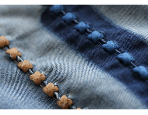 Quần baggy denim retro thêu X đối xứng - NU8206