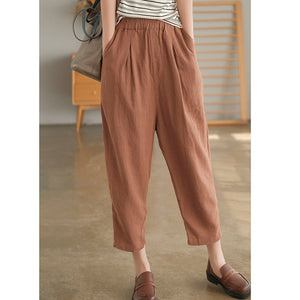 Quần baggy linen lưng thun một màu hai túi chéo - NU6929