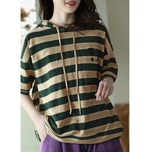 Áo hoodies ngắn tay kẻ sọc in ngôi sao - NU8441