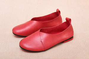 Giày da retro Morigirl đế bệt mũi tròn - NU4815