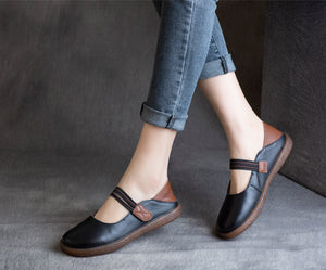 Giày Velcro da mềm retro đế bệt có quai - NU4306