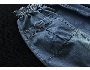Quần sooc denim lưng thun xếp ly hai túi vuông - NU6936