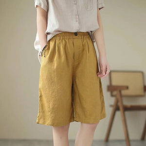 Quần sooc linen lưng thun xếp ly một khuy cài - NU6938