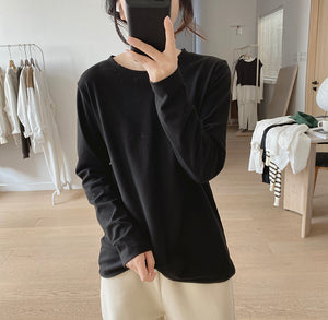 Áo T-shirt dài tay cổ tròn một màu - NU8173