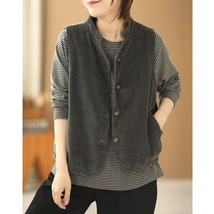 Áo khoác gile nhung sát nách cổ đứng - NU7698
