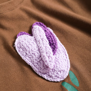 Áo T-shirt ngắn tay cổ tròn thêu hoa tulip - NU8447