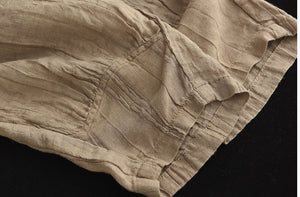 Quần baggy linen lưng thun dây rút ống túm xếp ly - NU7477