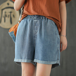 Quần sooc denim gấu gấp hai khuy cài - NU4053