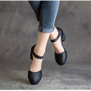 Giày da retro velcro kiểu dệt tay - NU5205