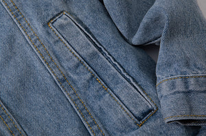 Áo khoác denim retro dài tay có mũ - NU7881