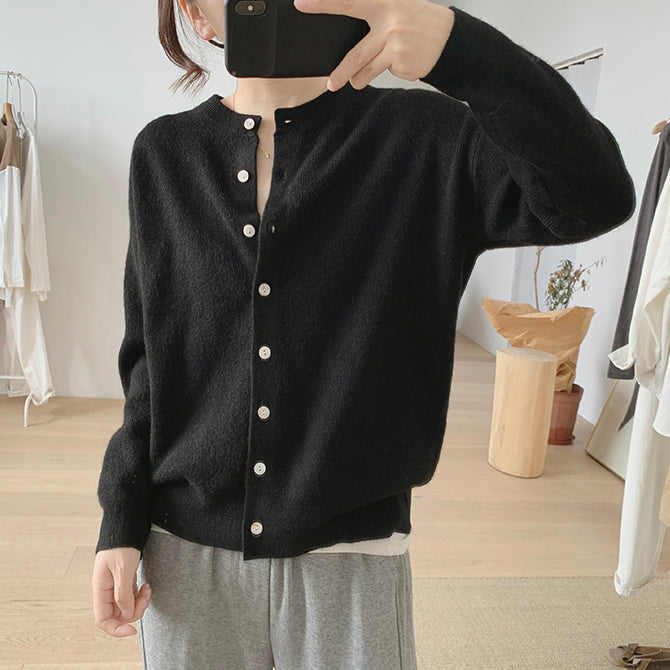 Áo khoác cardigan len dệt kim dài tay cổ tròn - NU7818