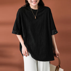 Áo T-shirt ngắn tay cổ tròn kiểu vặn thừng form rộng - NU8392