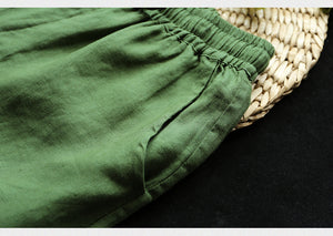 Quần baggy linen lưng thun dây rút thêu kẹo ngọt - NU7288