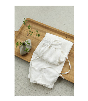 Quần baggy linen lưng thun dây rút một màu - NU8358