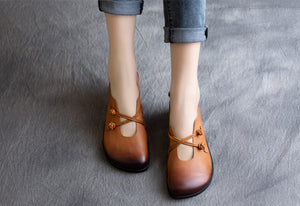 Giày da retro dây chéo đế đơn - NU4275