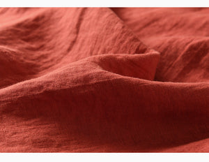 Áo sơ mi linen dài tay cổ đức may hai dải vải  - NU6717