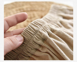 Quần baggy linen lưng thun ống rộng hai túi chéo - NU6743