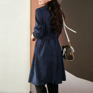 Áo khoác trench coat da lộn dài tay - NU7937