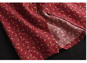 Chân váy linen lưng thun thắt dây xẻ tà chéo in hoa liti - NU8317