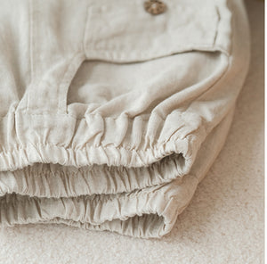 Quần baggy linen lưng thun hai túi nắp kiểu - NU7179