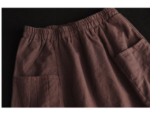 Chân váy linen retro hai túi ngang xếp ly - NU8520