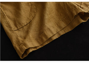 Quần sooc linen lưng thun dây rút hai túi vuông  - NU7498