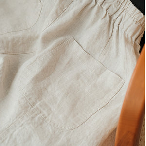 Quần baggy linen lưng thun hai túi nắp kiểu - NU7179
