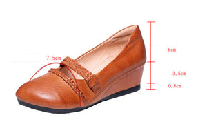 Giày da retro đế cao quai bện - NU5678