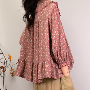 Áo sơ mi linen Morigirl dài tay in hoa liti  - NU8301