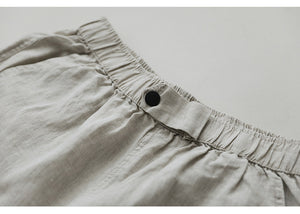 Quần baggy linen lưng thun ống đứng một khuy cài - NU7443