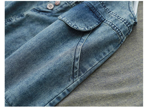 Quần baggy yếm denim retro kiểu nhiều nút - NU6630