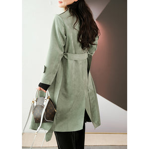 Áo khoác trench coat da lộn dài tay - NU7937